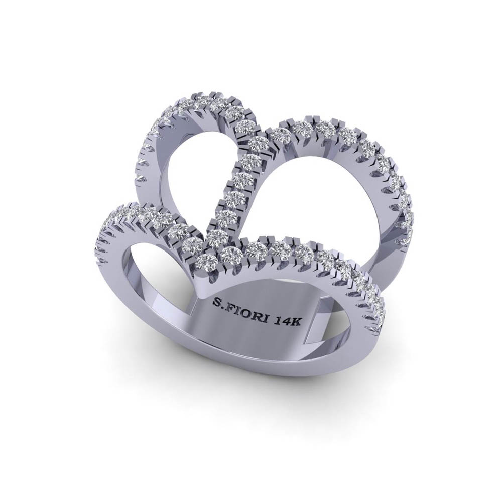 14K White Gold Cut Ring 0.59CTW