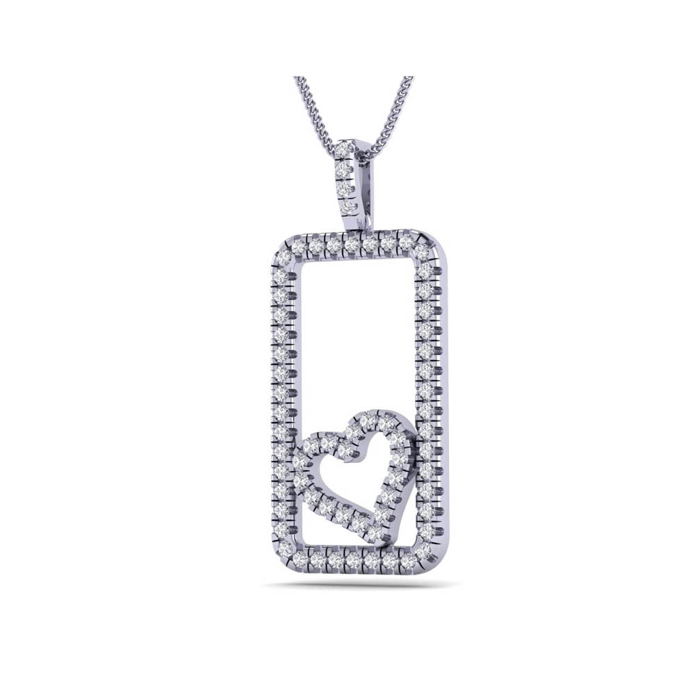14K White Gold Lab Grown Diamond Round Cut Pendant 0.61CTW