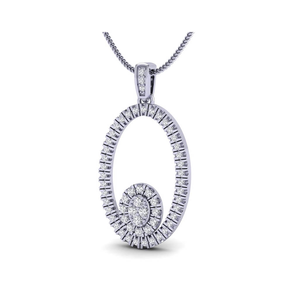 14K White Gold Lab Grown Diamond Round Cut Pendant 0.47CTW