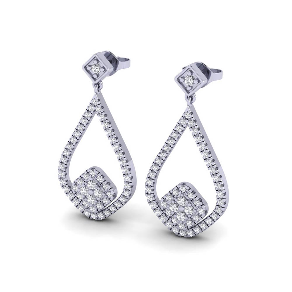 14K White Gold Round Cut Earrings 0.87CTW
