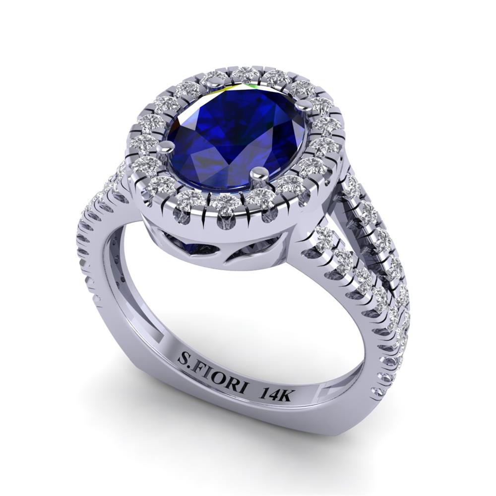 14K White Gold Blue Sapphire, Oval cut, Ring 2.94