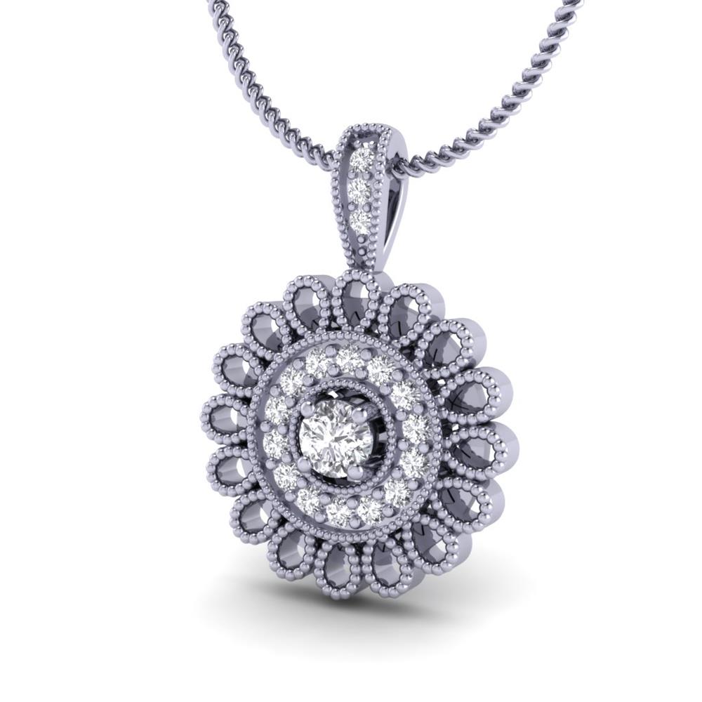 14K White Gold, cut, Pendant 0.25