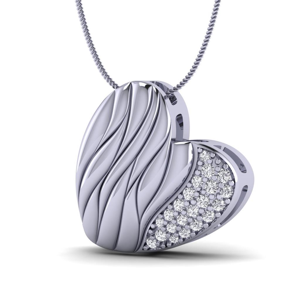 14K White Gold, cut, Pendant 0.15