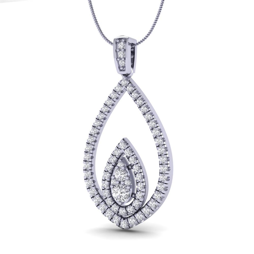 14K White Gold, cut, Pendant 0.52