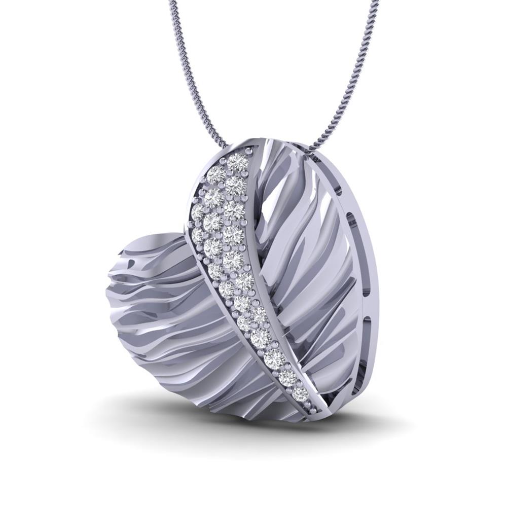 14K White Gold, cut, Pendant 0.15