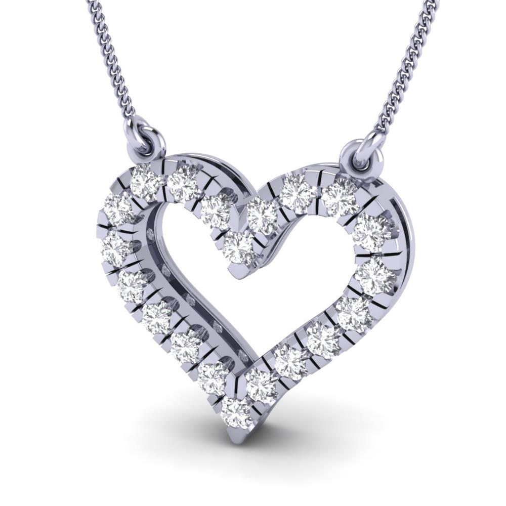 14K White Gold, Round cut, Pendant 0.27CTW
