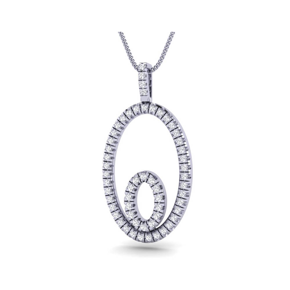 14K White Gold Lab Grown Diamond Round Cut Pendant 0.06CTW