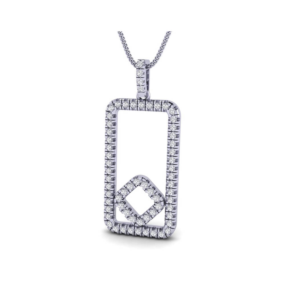 14K White Gold Lab Grown Diamond Round Cut Pendant 0.41CTW