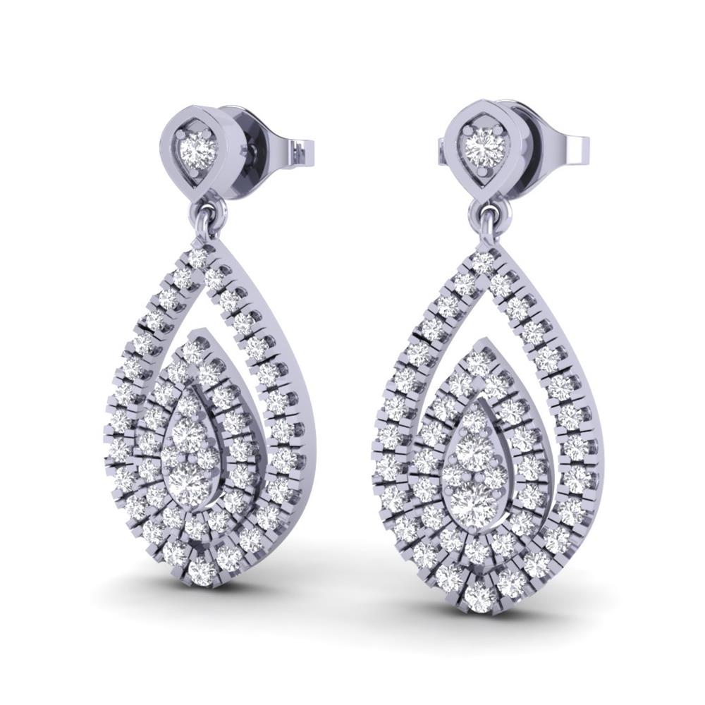 14K White Gold, Round cut, Earrings 0.67