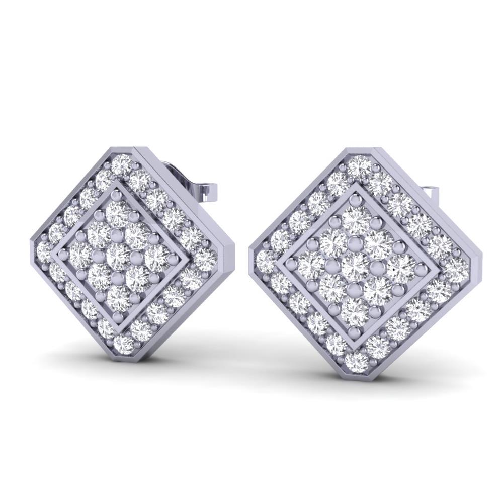 14K White Gold, Round cut, Earrings 0.95