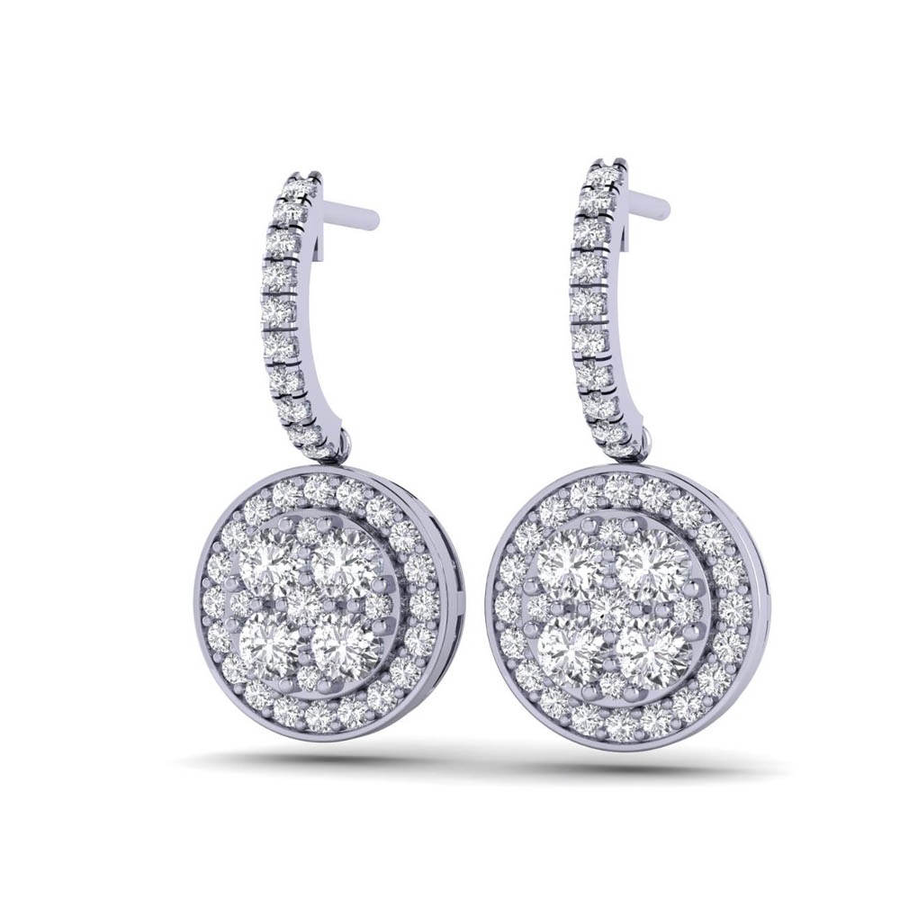 14K White Gold Lab Grown Diamond Round Cut Earrings 1.21CTW